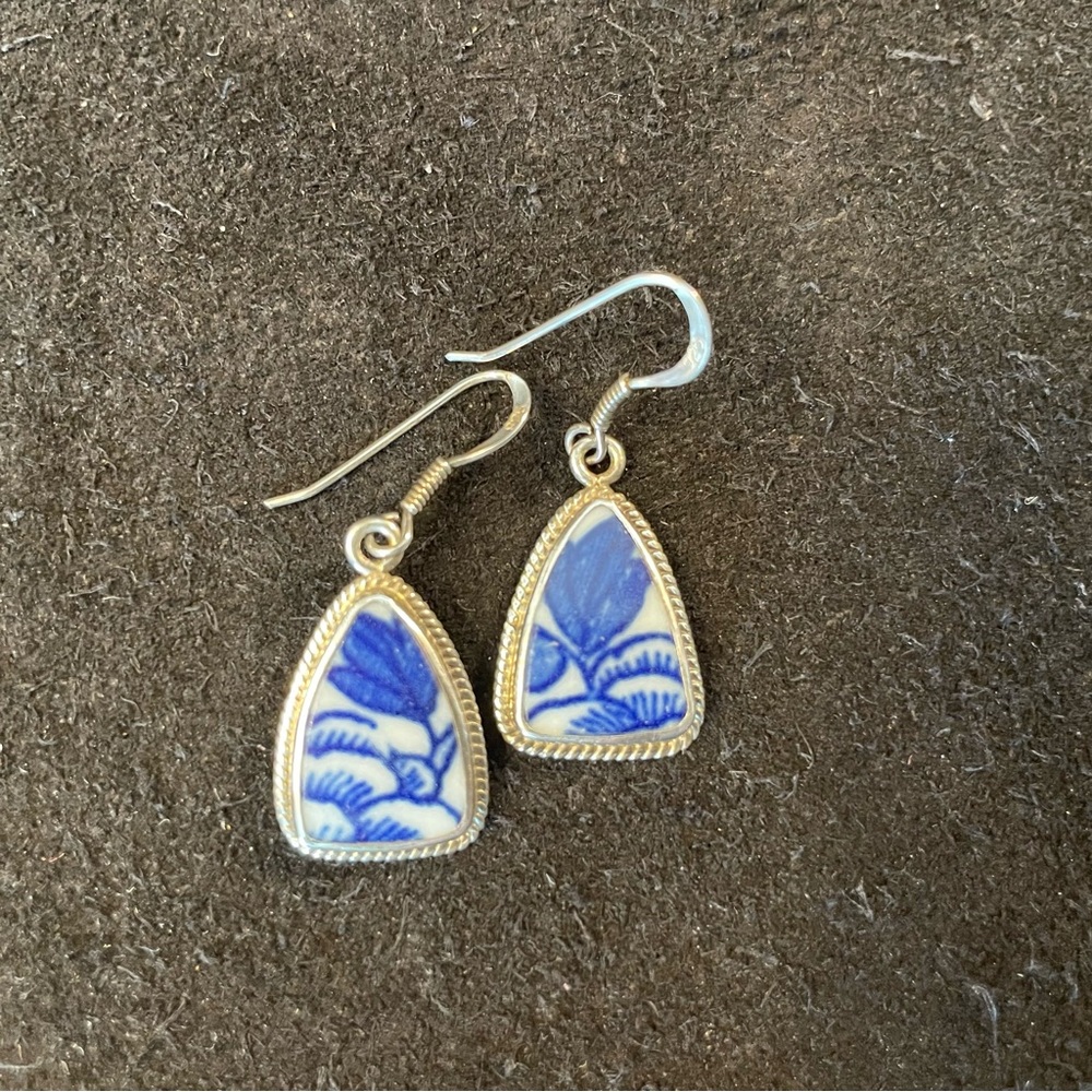 Sterling Pottery Shard Earrings